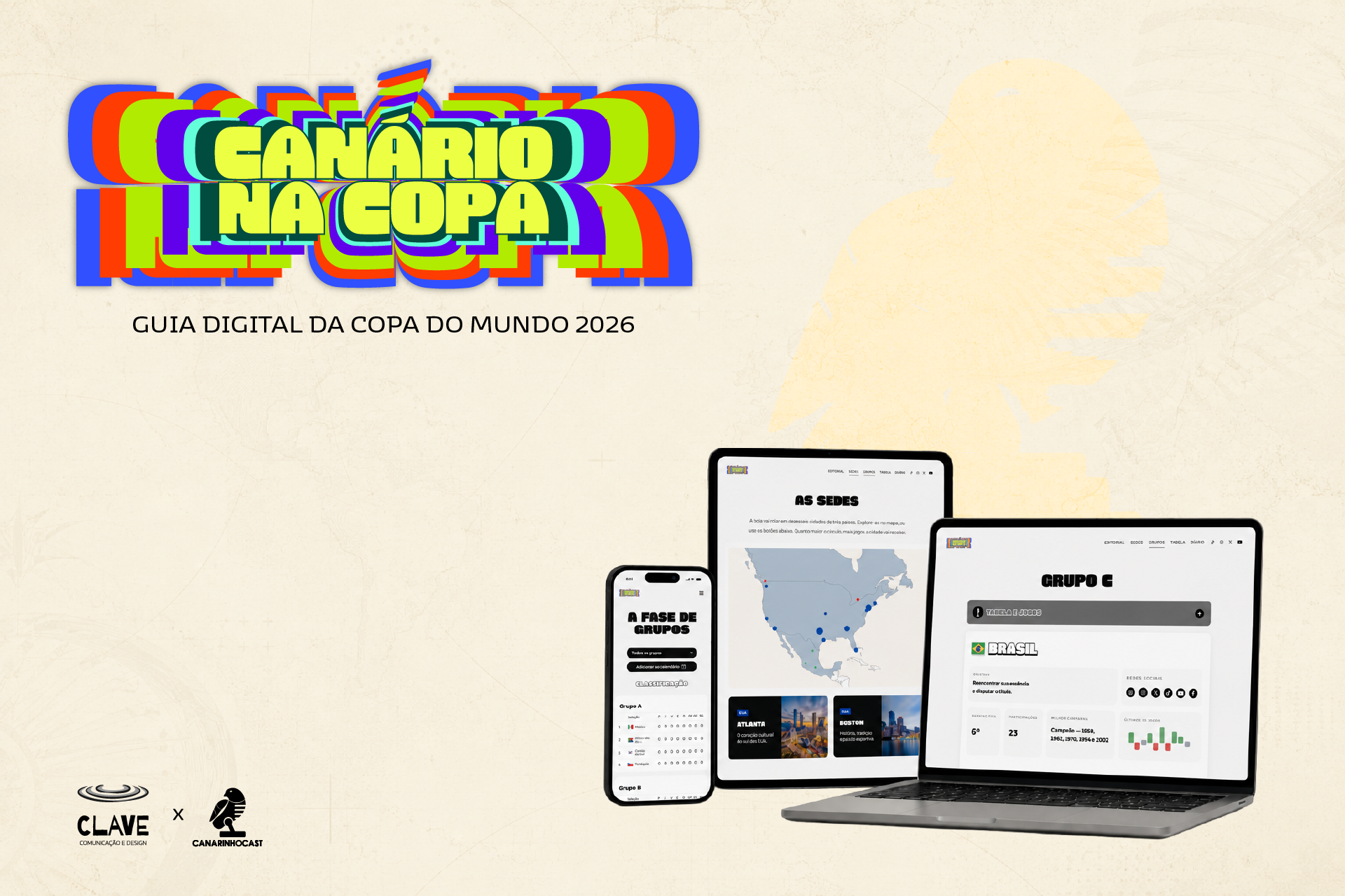 Interface da plataforma Canário na Copa mostrando visualização de dados da Copa do Mundo