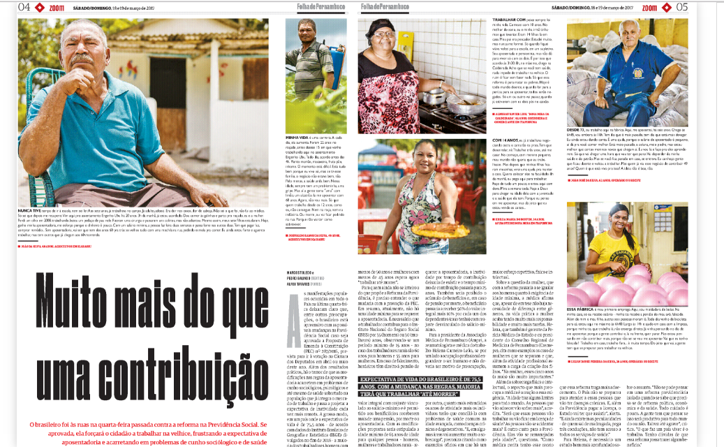 Montagem com páginas e reportagens publicadas na Folha de Pernambuco entre 2016 e 2017